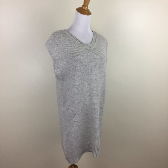 T by ALEXANDER WANG Gray Alpaca Wool Mohair Blend Loose Fit V Neck Sweater Top - Picture 4 of 10